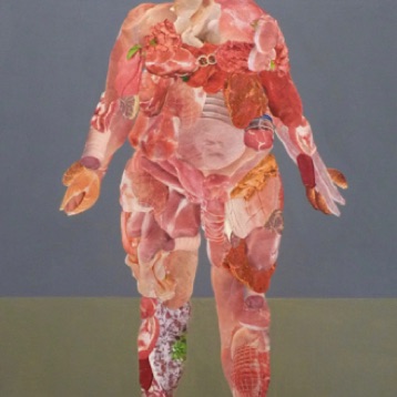 Carnivore,
paper collage, acrylic, resin on wood,
60x40 cm